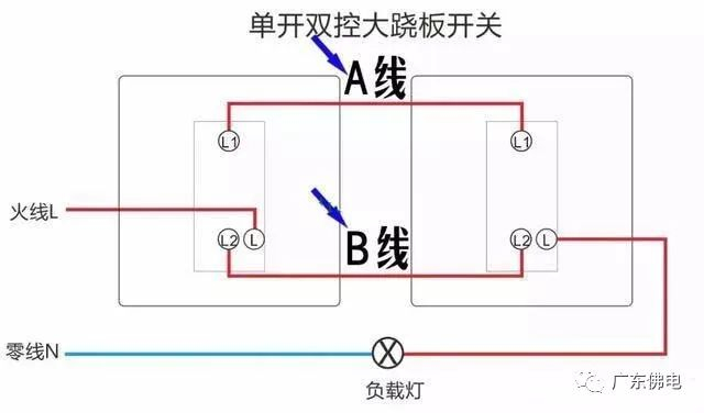 單開雙控開關(guān)接線方法圖解